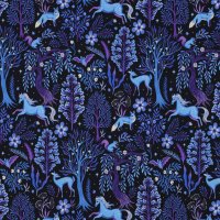 French Terry Waldtiere Digital Marineblau