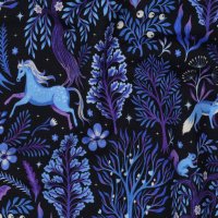French Terry Waldtiere Digital Marineblau