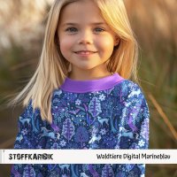 French Terry Waldtiere Digital Marineblau