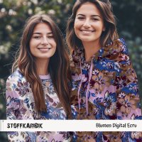 French Terry Blumen Digital Ecru