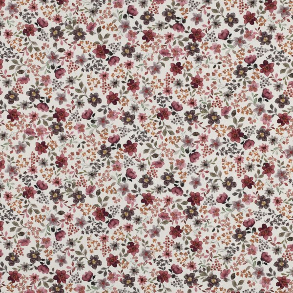 Baumwollstoff Feine Blumen Ecru