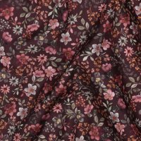 Baumwollstoff Feine Blumen Bordeaux