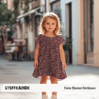 Baumwollstoff Feine Blumen Bordeaux