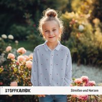 Baumwollstoff Streifen und Herzen